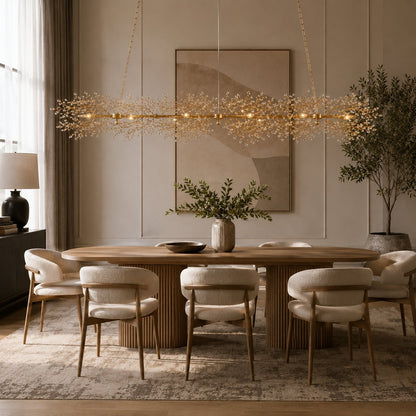 Modern Chandelier Light Hanging Metal and Glass Dimmable 8 Bulb Fixture Adjustable Length