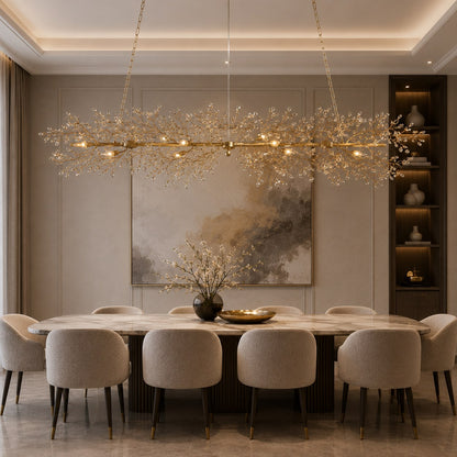 Modern Chandelier Light Hanging Metal and Glass Dimmable 8 Bulb Fixture Adjustable Length