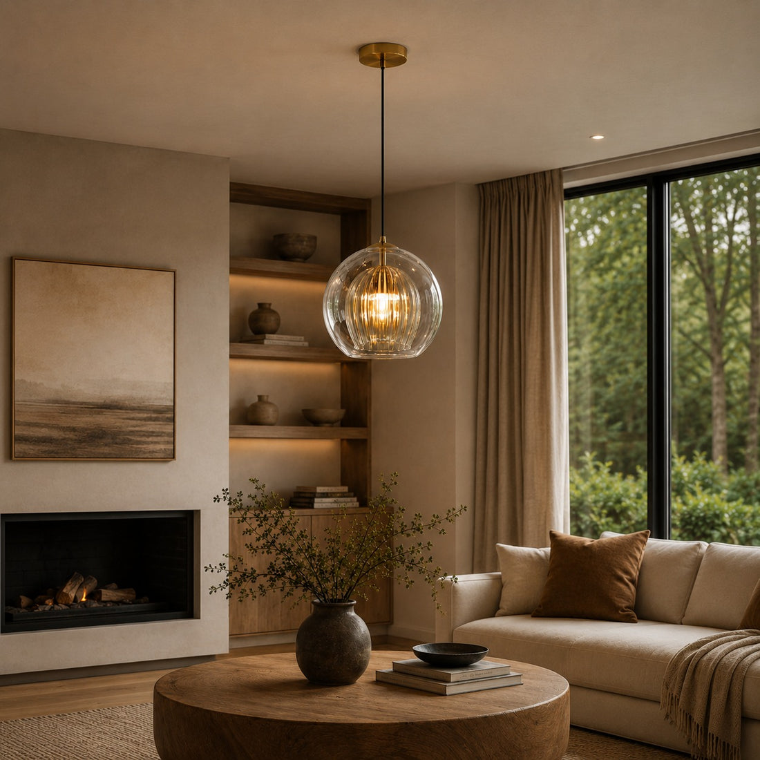 Modern Glass Pendant Light Adjustable Hanging Fixture Metal LED Compatible for Kitchen Island