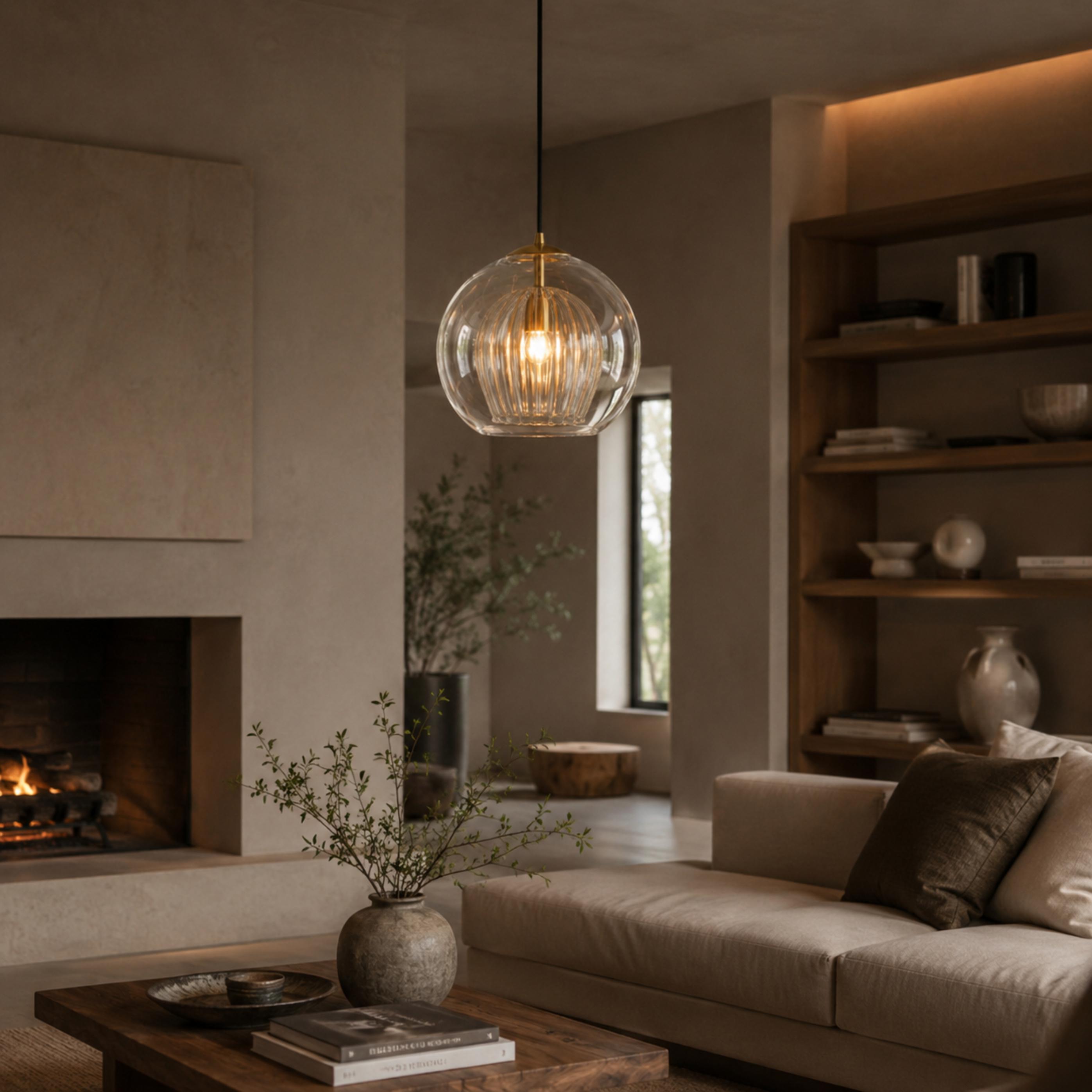 Modern Glass Pendant Light Adjustable Hanging Fixture Metal LED Compatible for Kitchen Island
