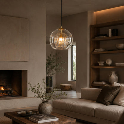 Modern Glass Pendant Light Adjustable Hanging Fixture Metal LED Compatible for Kitchen Island