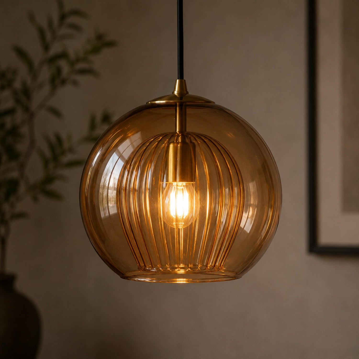 Modern Glass Pendant Light Adjustable Hanging Fixture Metal LED Compatible for Kitchen Island