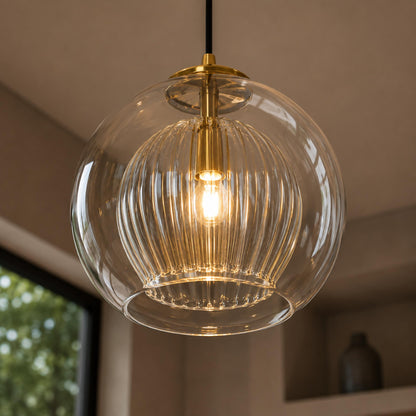 Modern Glass Pendant Light Adjustable Hanging Fixture Metal LED Compatible for Kitchen Island