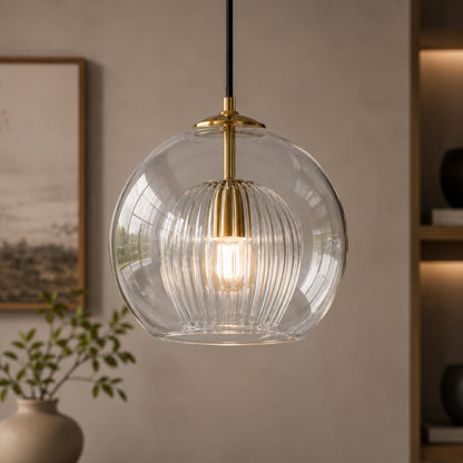 Modern Glass Pendant Light Adjustable Hanging Fixture Metal LED Compatible for Kitchen Island