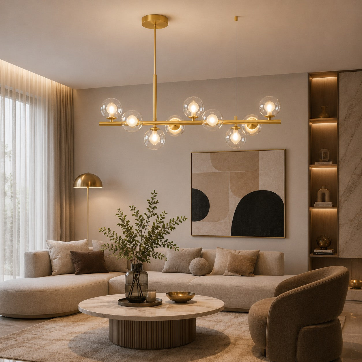 Modern Glass Pendant Lights Cluster Hanging Adjustable LED for Kitchen Island and Dining Room
