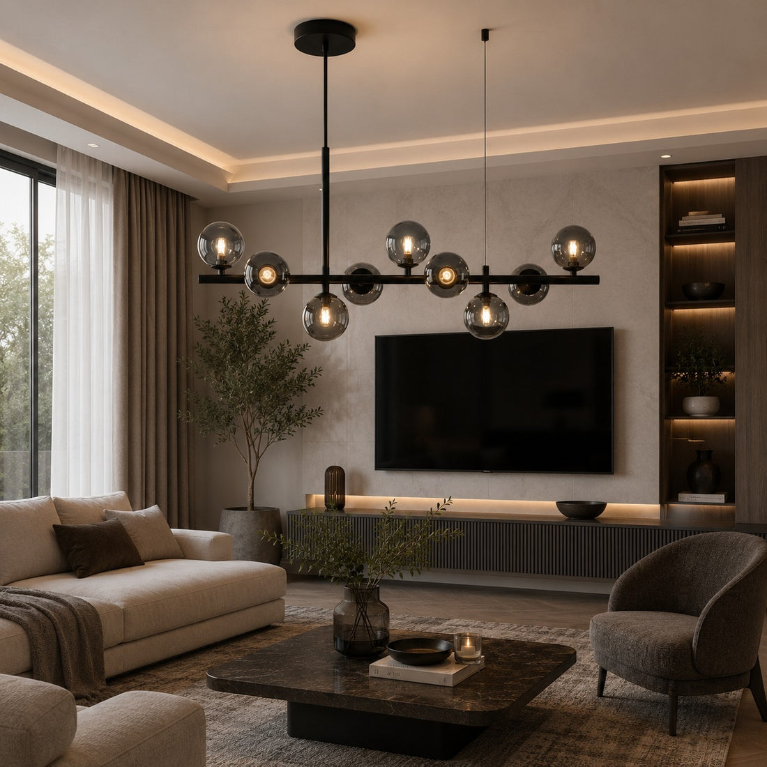 Modern Glass Pendant Lights Cluster Hanging Adjustable LED for Kitchen Island and Dining Room