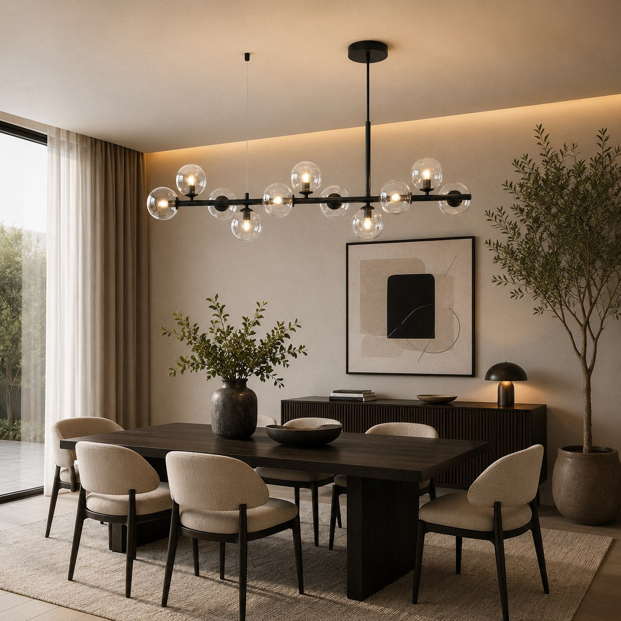 Modern Glass Pendant Lights Cluster Hanging Adjustable LED for Kitchen Island and Dining Room