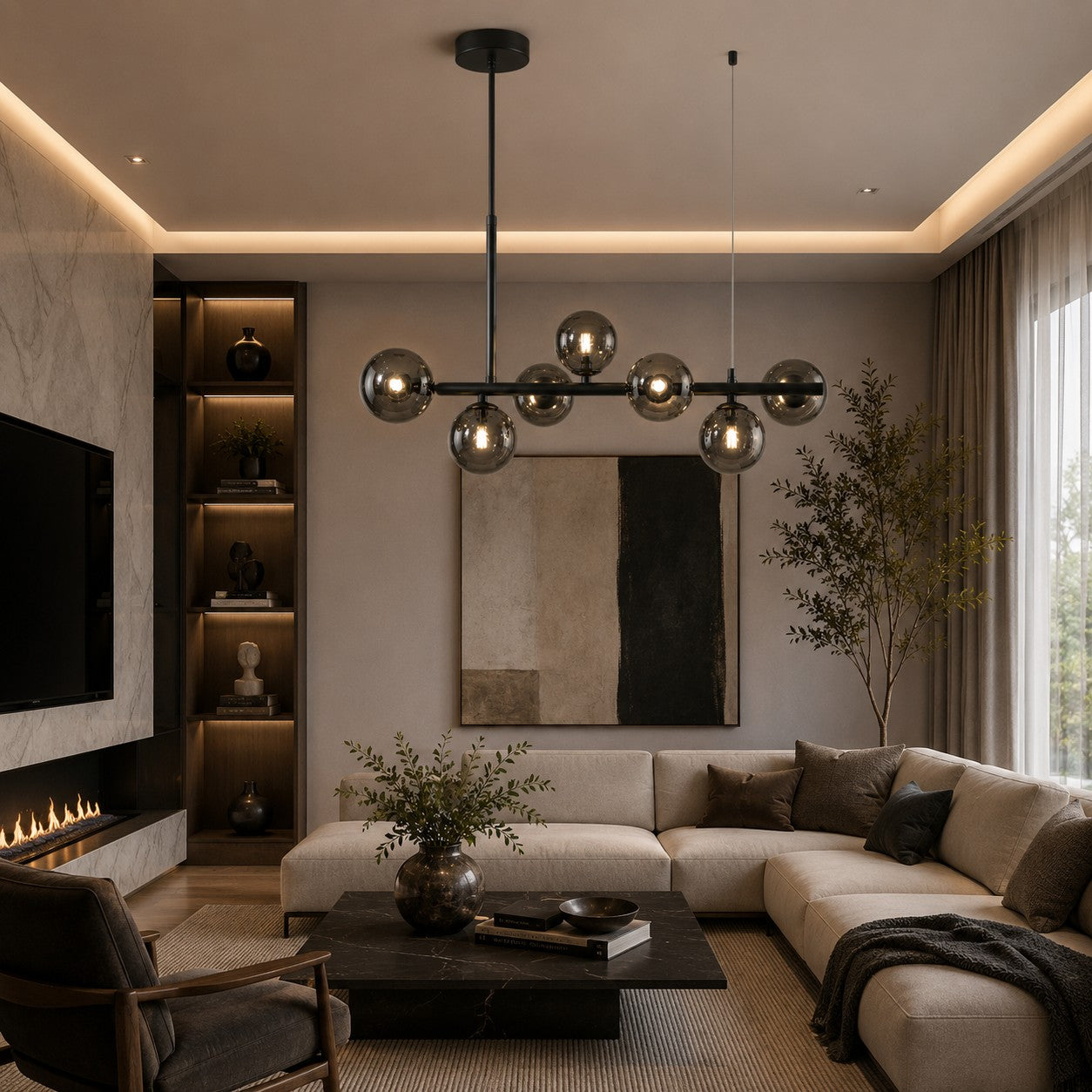 Modern Glass Pendant Lights Cluster Hanging Adjustable LED for Kitchen Island and Dining Room