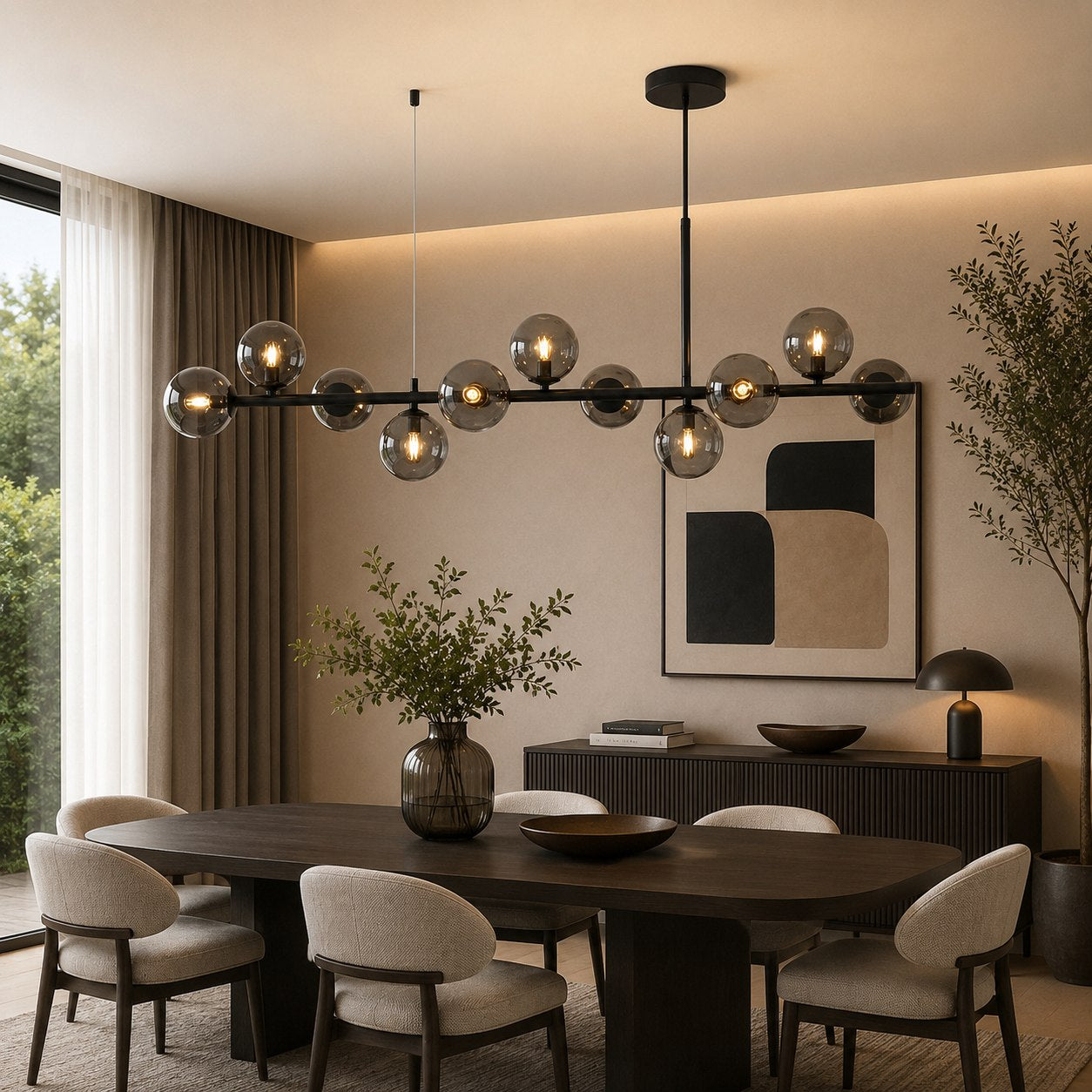 Modern Glass Pendant Lights Cluster Hanging Adjustable LED for Kitchen Island and Dining Room