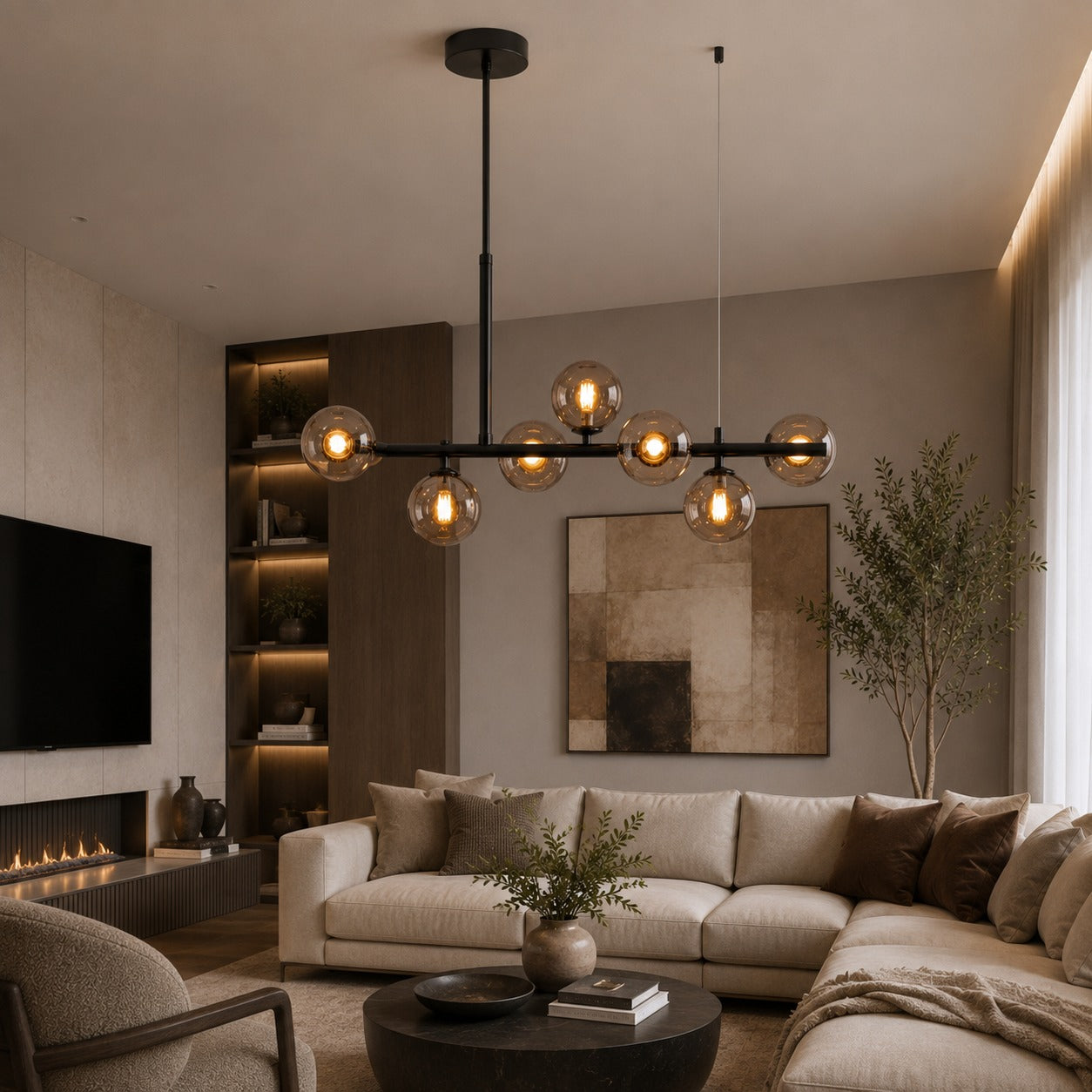 Modern Glass Pendant Lights Cluster Hanging Adjustable LED for Kitchen Island and Dining Room
