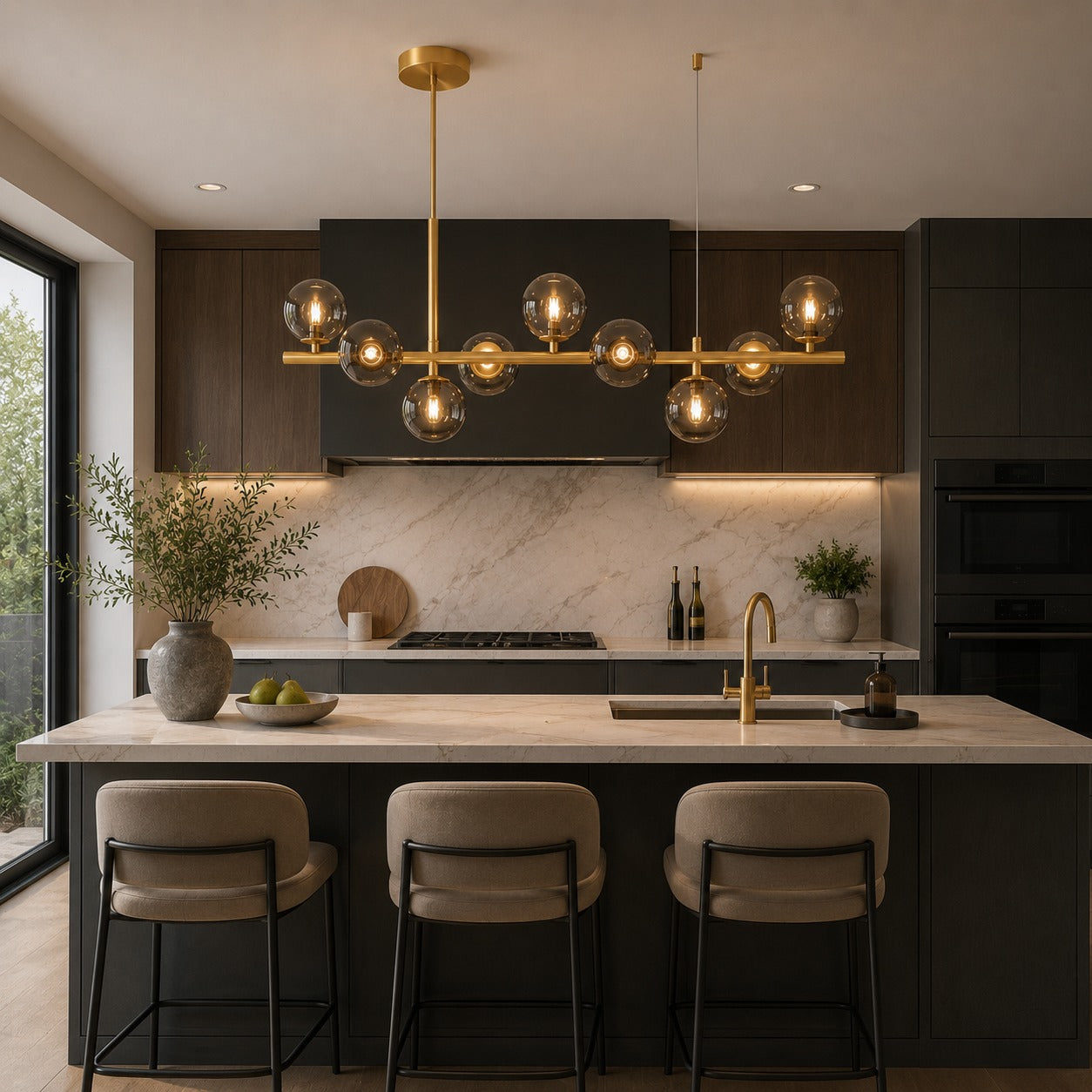 Modern Glass Pendant Lights Cluster Hanging Adjustable LED for Kitchen Island and Dining Room