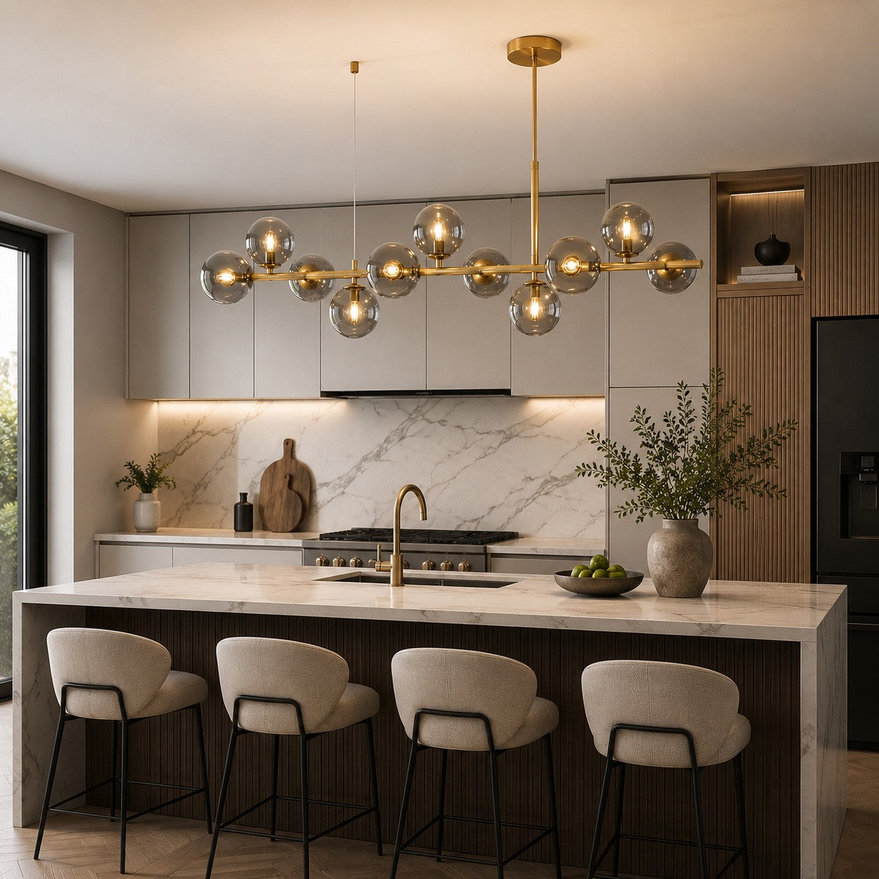Modern Glass Pendant Lights Cluster Hanging Adjustable LED for Kitchen Island and Dining Room