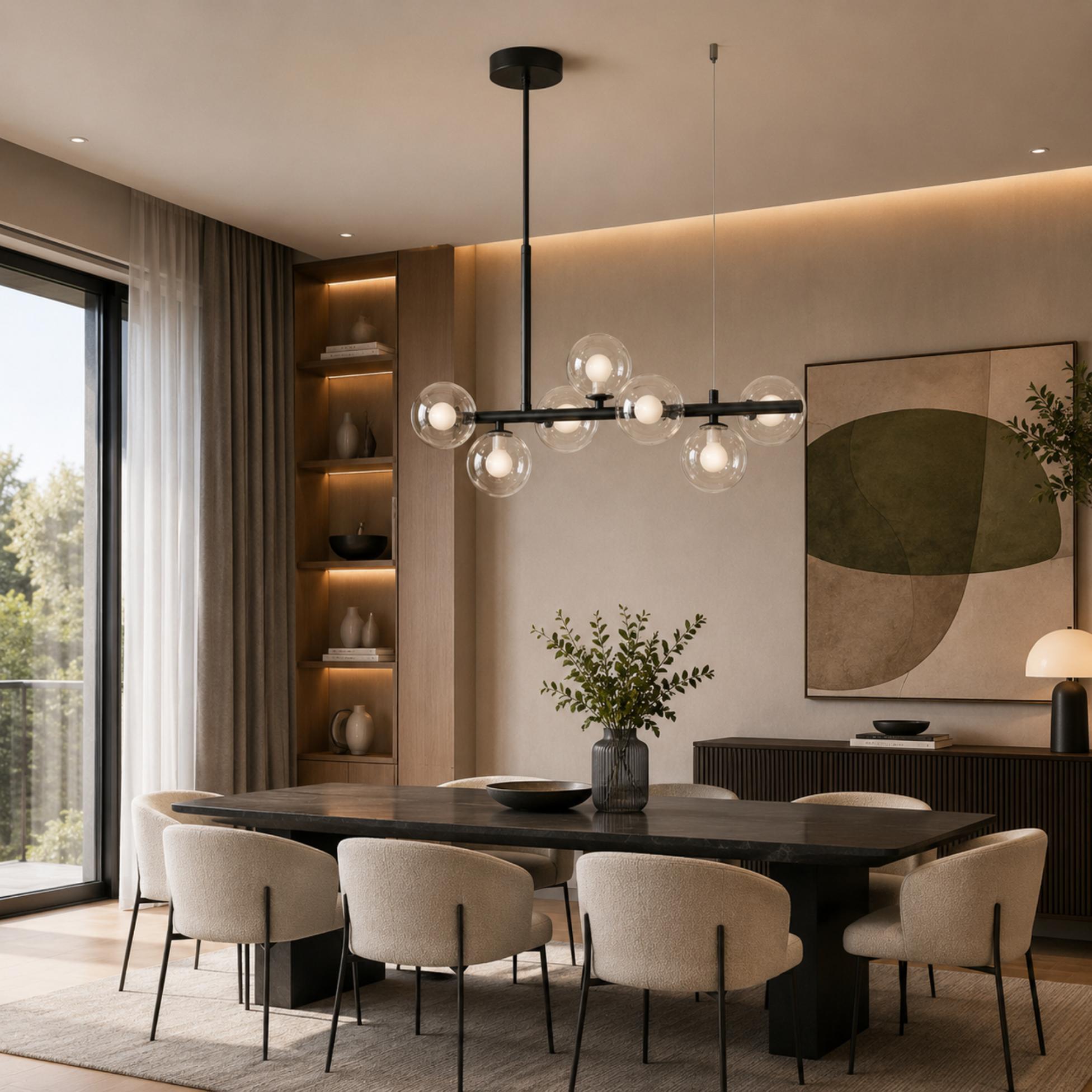 Modern Glass Pendant Lights Cluster Hanging Adjustable LED for Kitchen Island and Dining Room