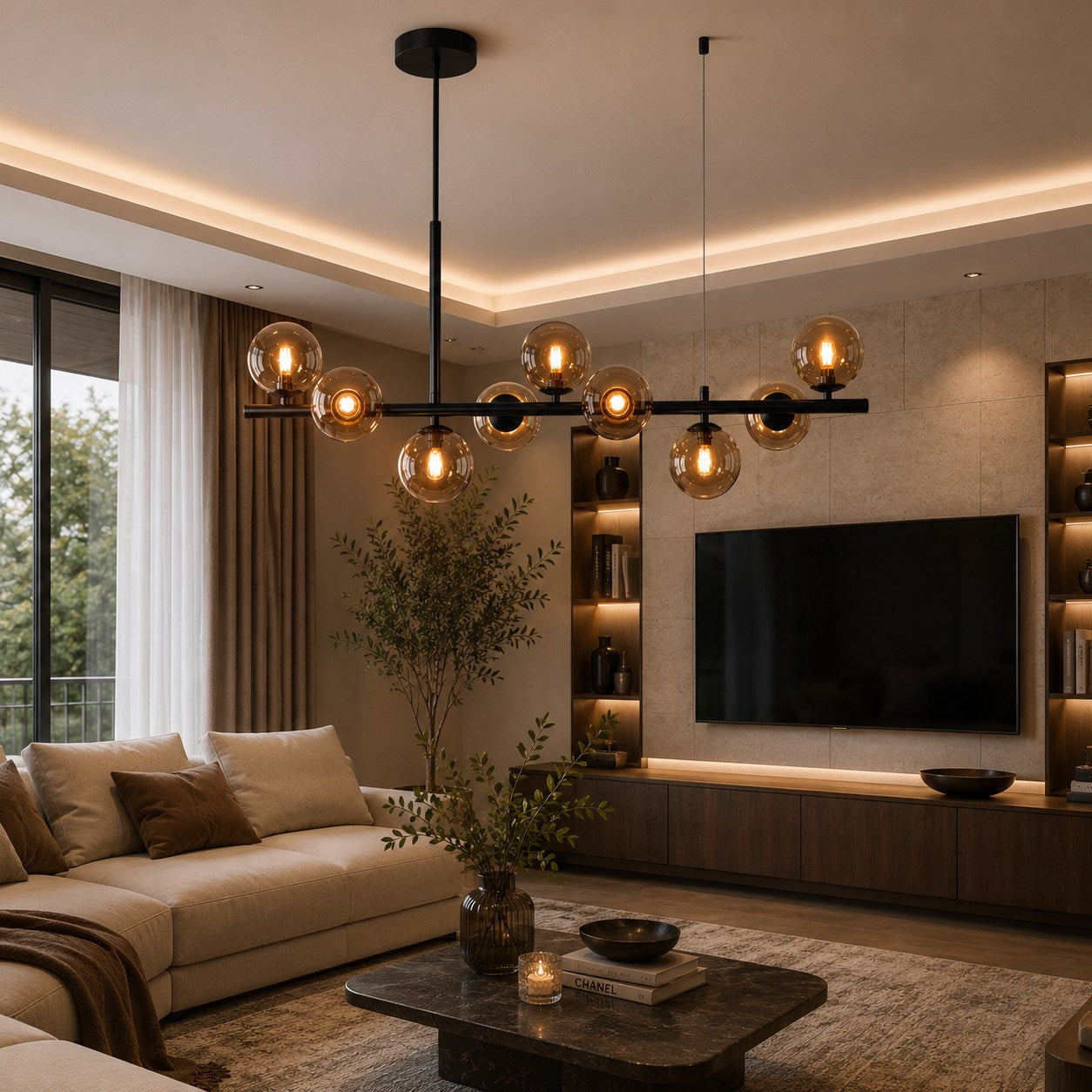 Modern Glass Pendant Lights Cluster Hanging Adjustable LED for Kitchen Island and Dining Room