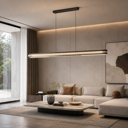 Modern Linear Pendant Lamp Adjustable Hanging Metal LED Ceiling Light Dimmable for Kitchen Dining Room