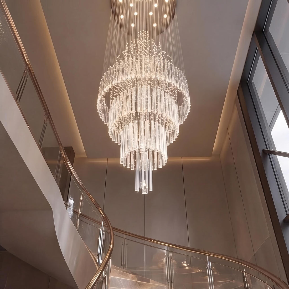 Modern Crystal Chandelier Adjustable Height Stainless Steel LED 18 Lights for Ceiling Mount 6