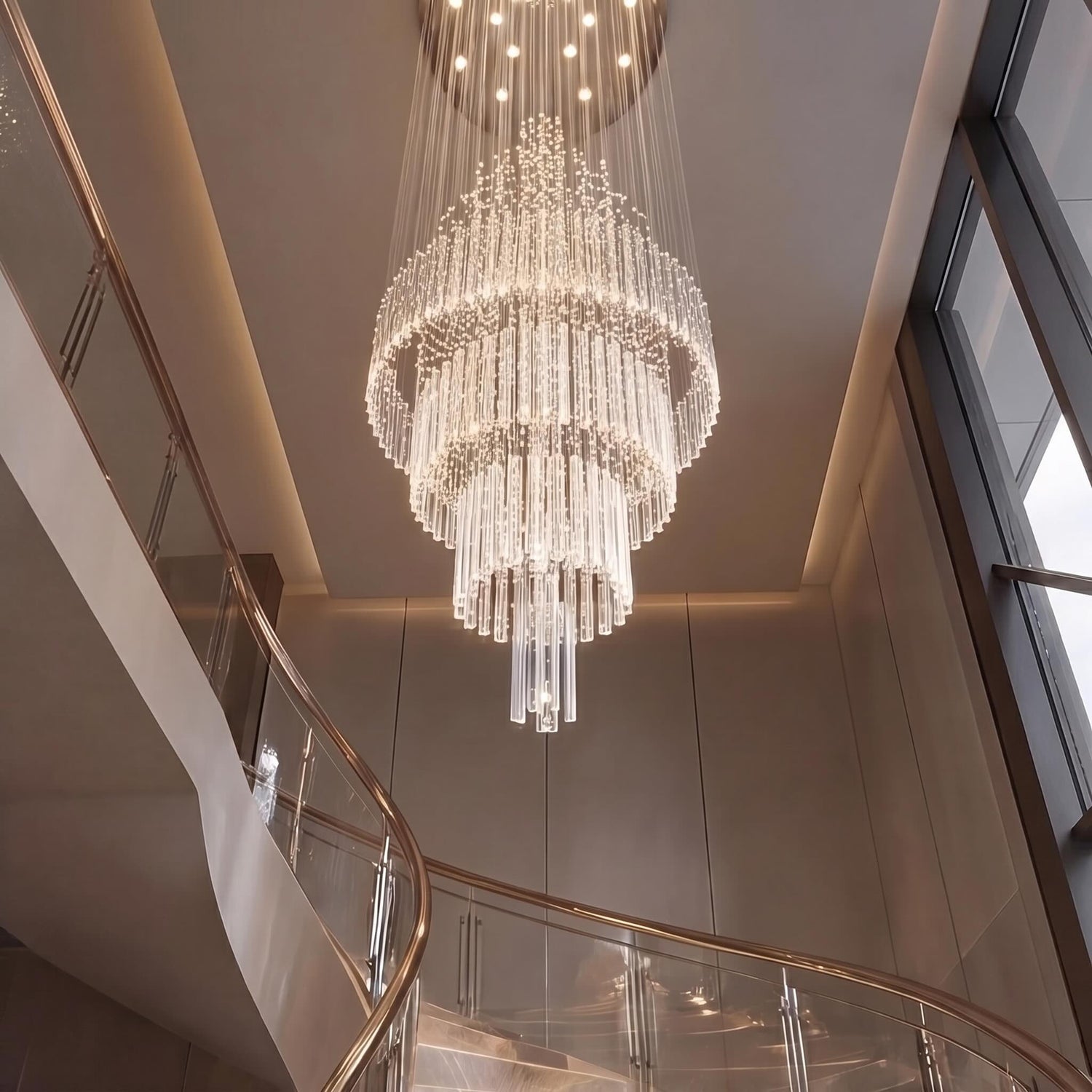 Modern Crystal Chandelier Adjustable Height Stainless Steel LED 18 Lights for Ceiling Mount 6