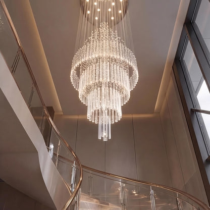 Modern Crystal Chandelier Adjustable Height Stainless Steel LED 18 Lights for Ceiling Mount 6