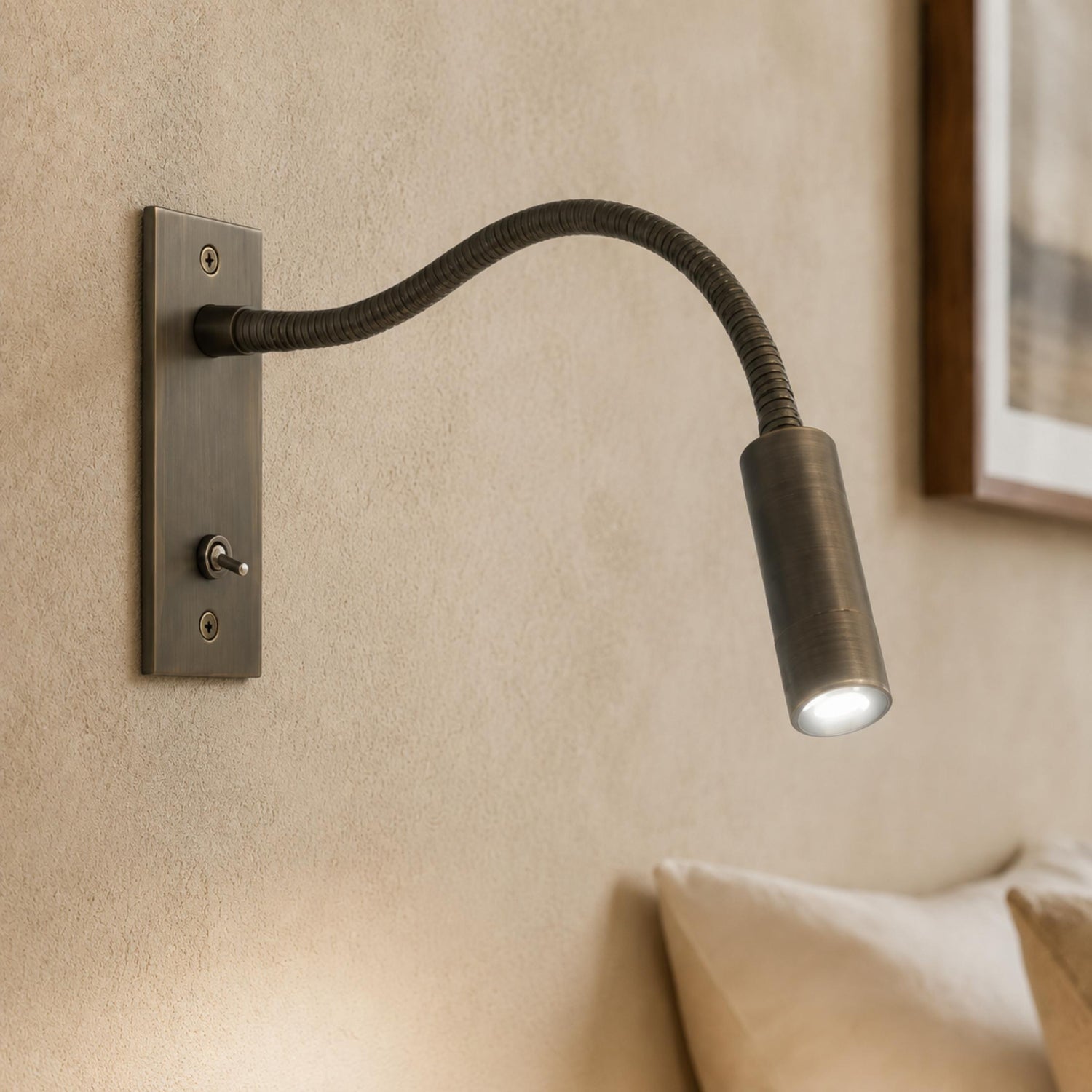 Industrial Wall Light Adjustable Gooseneck Aluminum Integrated LED 3000K Task Illumination