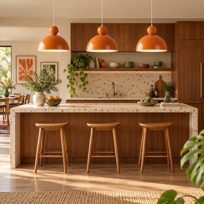 Modern Colorful Glass Pendant Light Adjustable Height LED Hanging Fixture for Kitchen Dining
