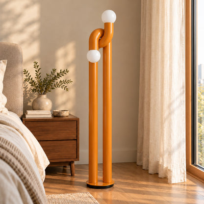 Modern Floor Lamp with Adjustable Height Metal Base for LED Bulbs in Living Room