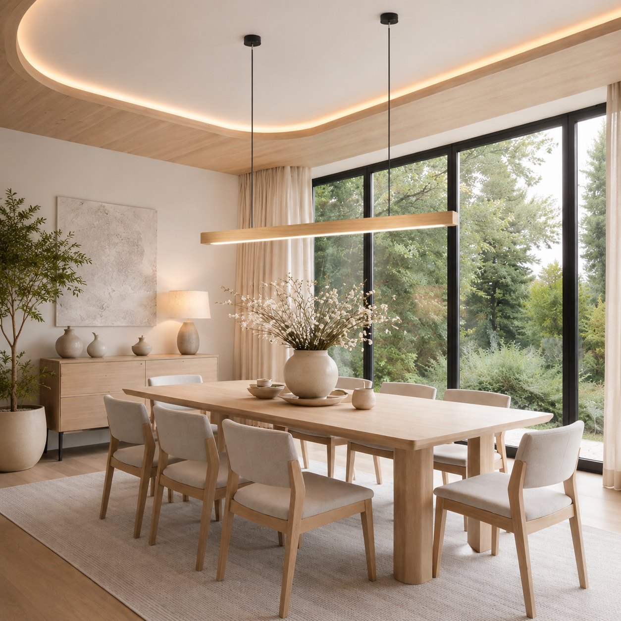 Modern LED Pendant Light Adjustable Hanging Lamp Pine and Black Walnut for Kitchen Island