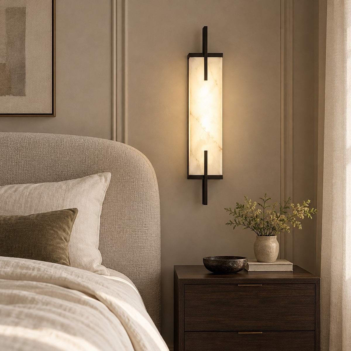 Modern Wall Sconce Wall Mounted Brass and Spanish Alabaster LED Lighting Adjustable Color Temperature