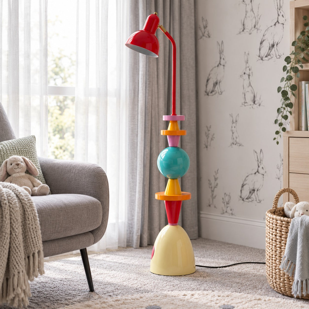Modern Floor Lamp Adjustable Height LED Acrylic Shade Multi-Color Indoor Lighting