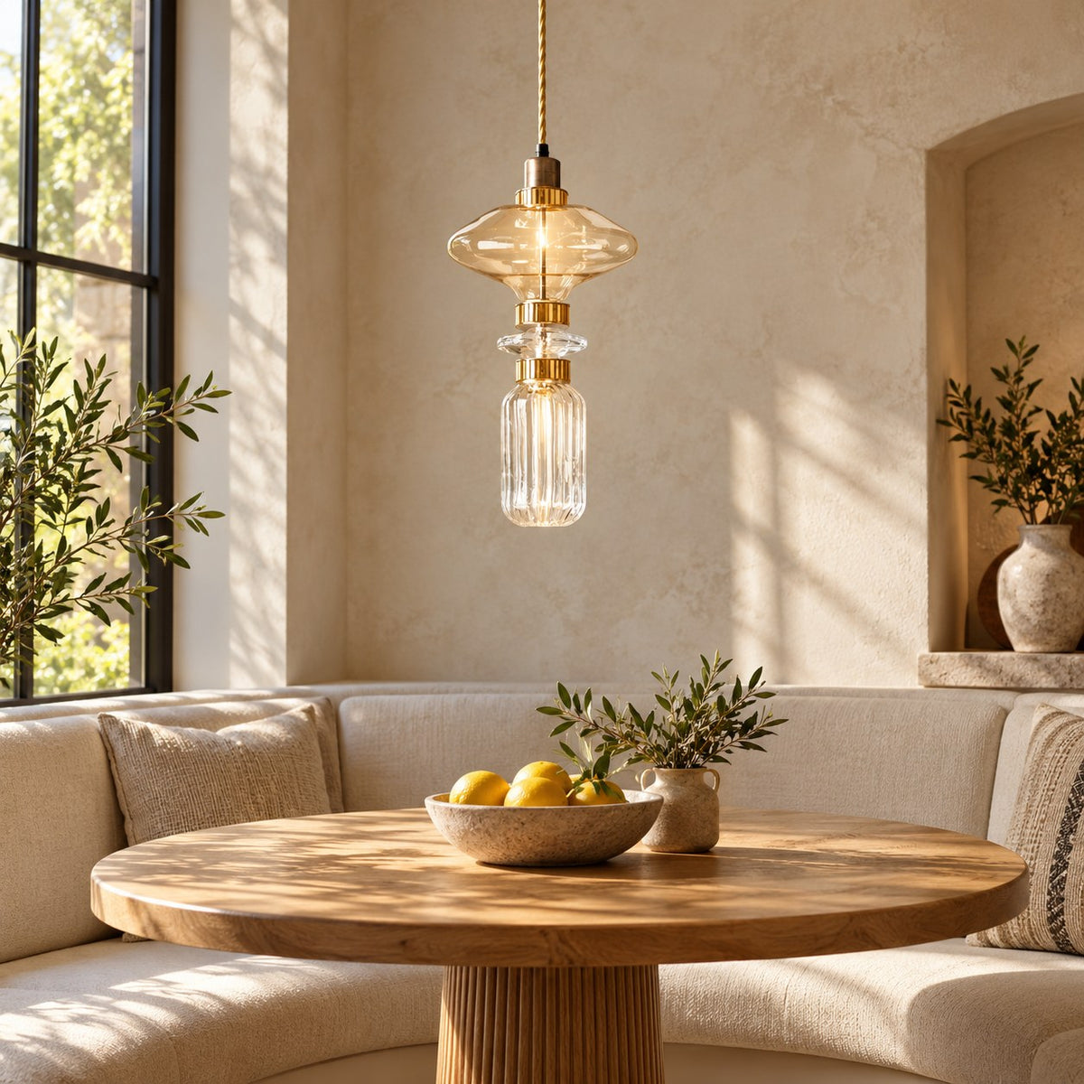 Modern Glass Pendant Lamp Hanging Light Fixture Adjustable LED for Contemporary Spaces