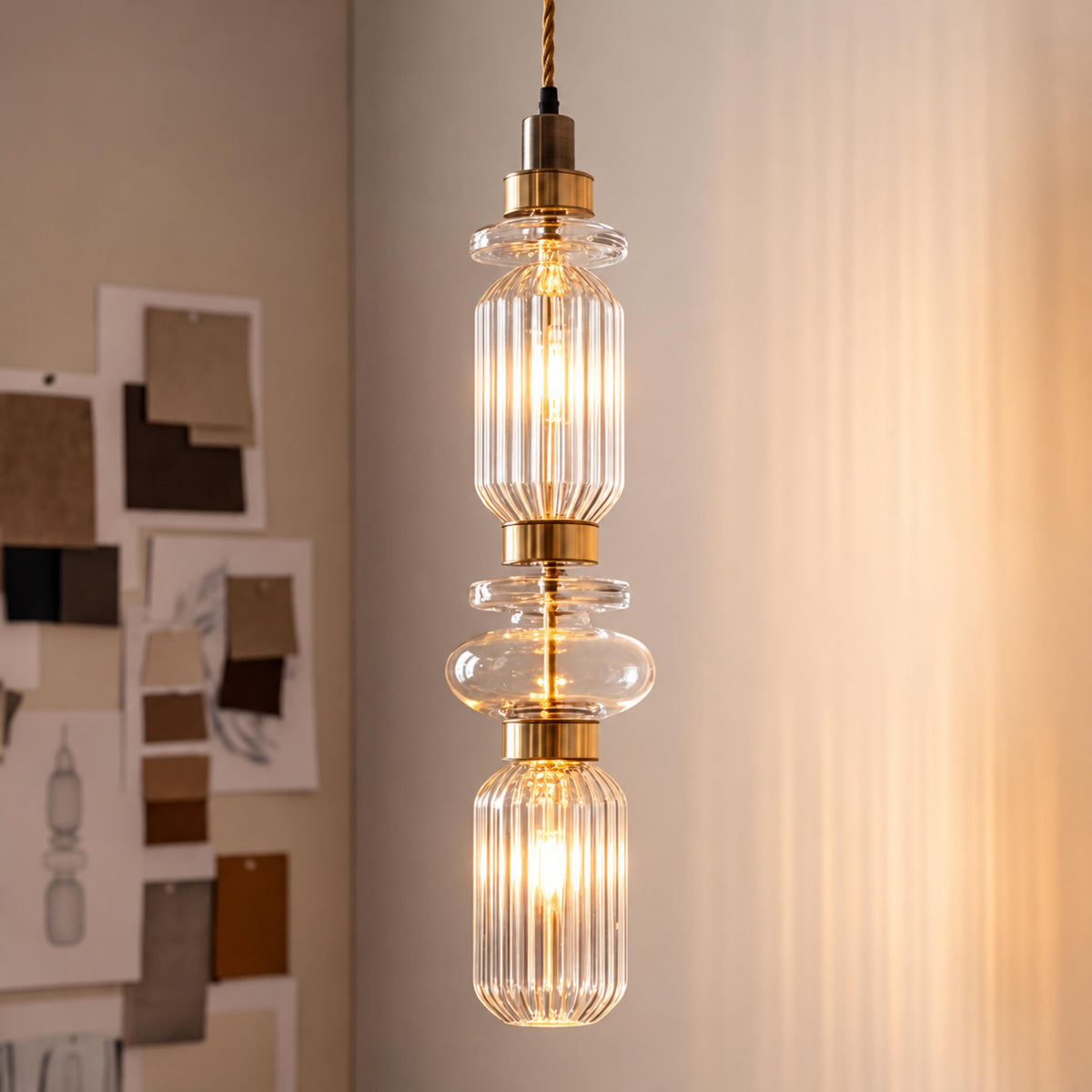Modern Glass Pendant Lamp Hanging Light Fixture Adjustable LED for Contemporary Spaces