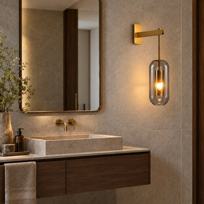 Modern Wall Light Wall Mounted Metal Frame Glass Shade LED Fixture for Ambiance
