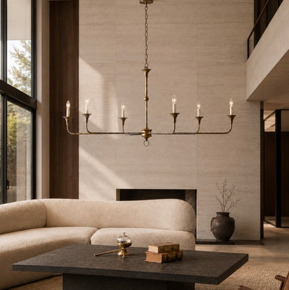 Modern Chandelier 5-Head Adjustable Flush Mount Brass E14 Candelabra Bulbs Exposed Design