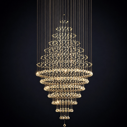 Modern Spiral Chandelier Hanging Fixture Adjustable Chrome Base K9 Crystal LED
