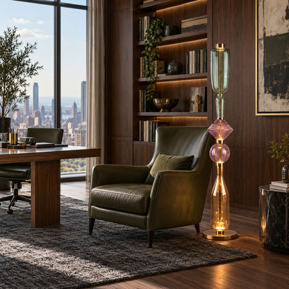 Modern Floor Lamp Adjustable Height Metal Base LED Lighting for Living Room