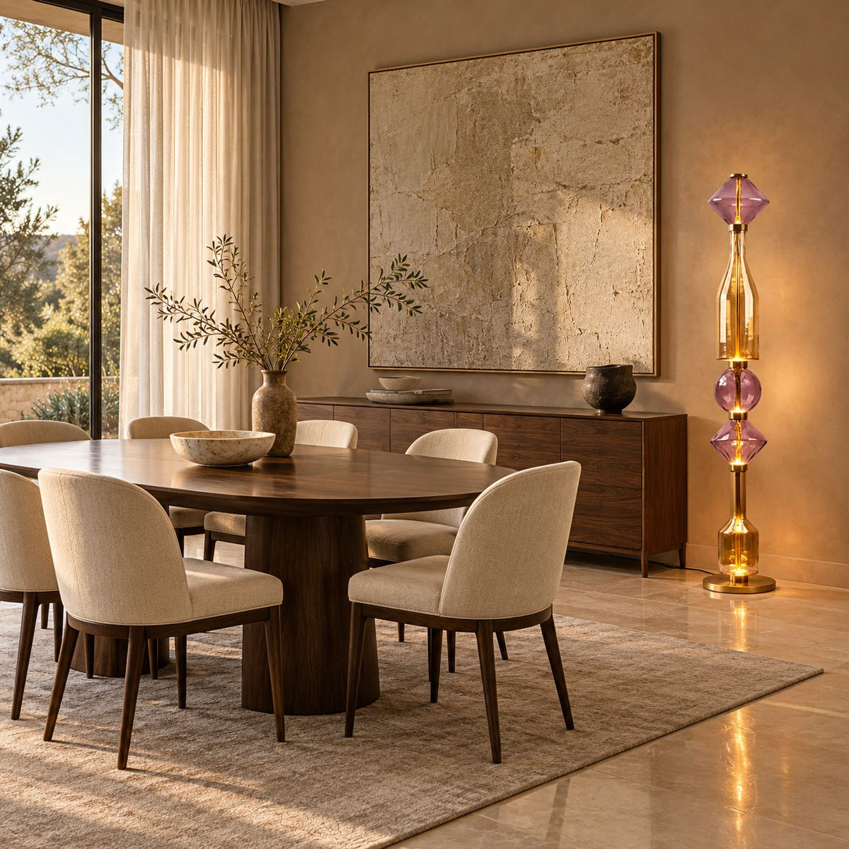 Modern Floor Lamp Adjustable Height Metal Base LED Lighting for Living Room
