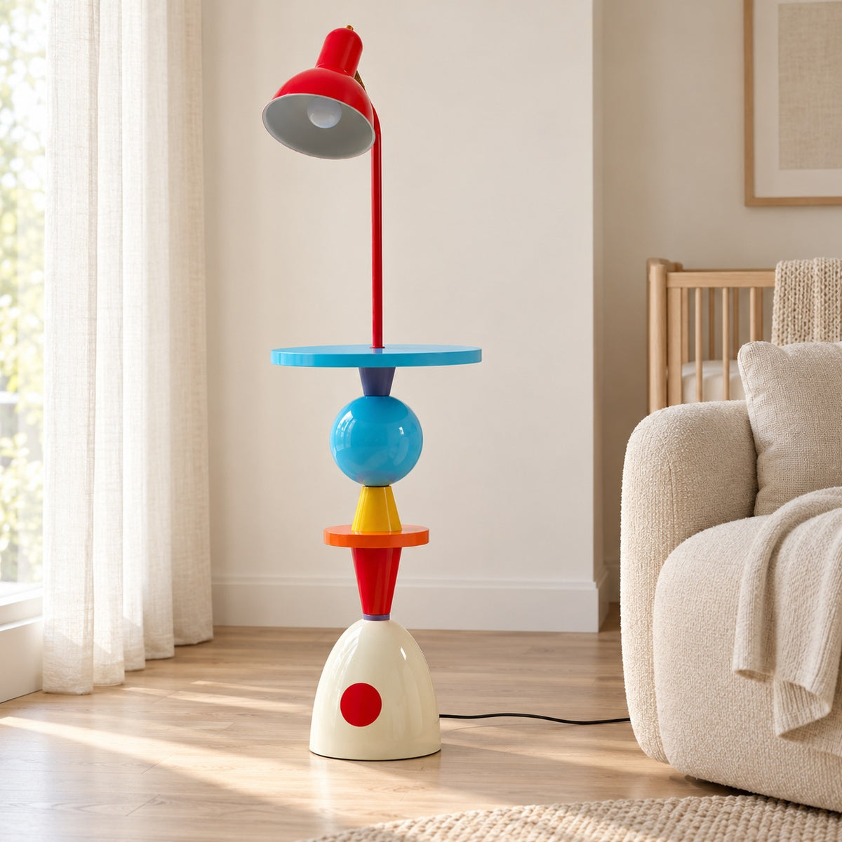 Modern Floor Lamp Adjustable Height LED Acrylic Shade Multi-Color Indoor Lighting