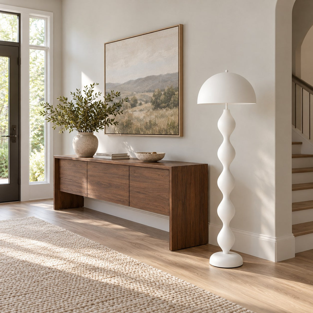 Modern Floor Lamp Mushroom Design Resin Construction Dimmable E26 E27 Compatible 59 Inch Height