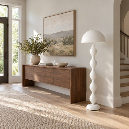 Modern Floor Lamp Mushroom Design Resin Construction Dimmable E26 E27 Compatible 59 Inch Height