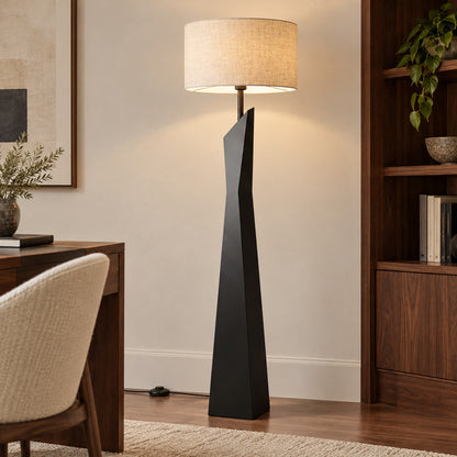 Modern Floor Lamp Adjustable Height Resin and Fabric Shade Dimmable for Living Room Ambient Lighting