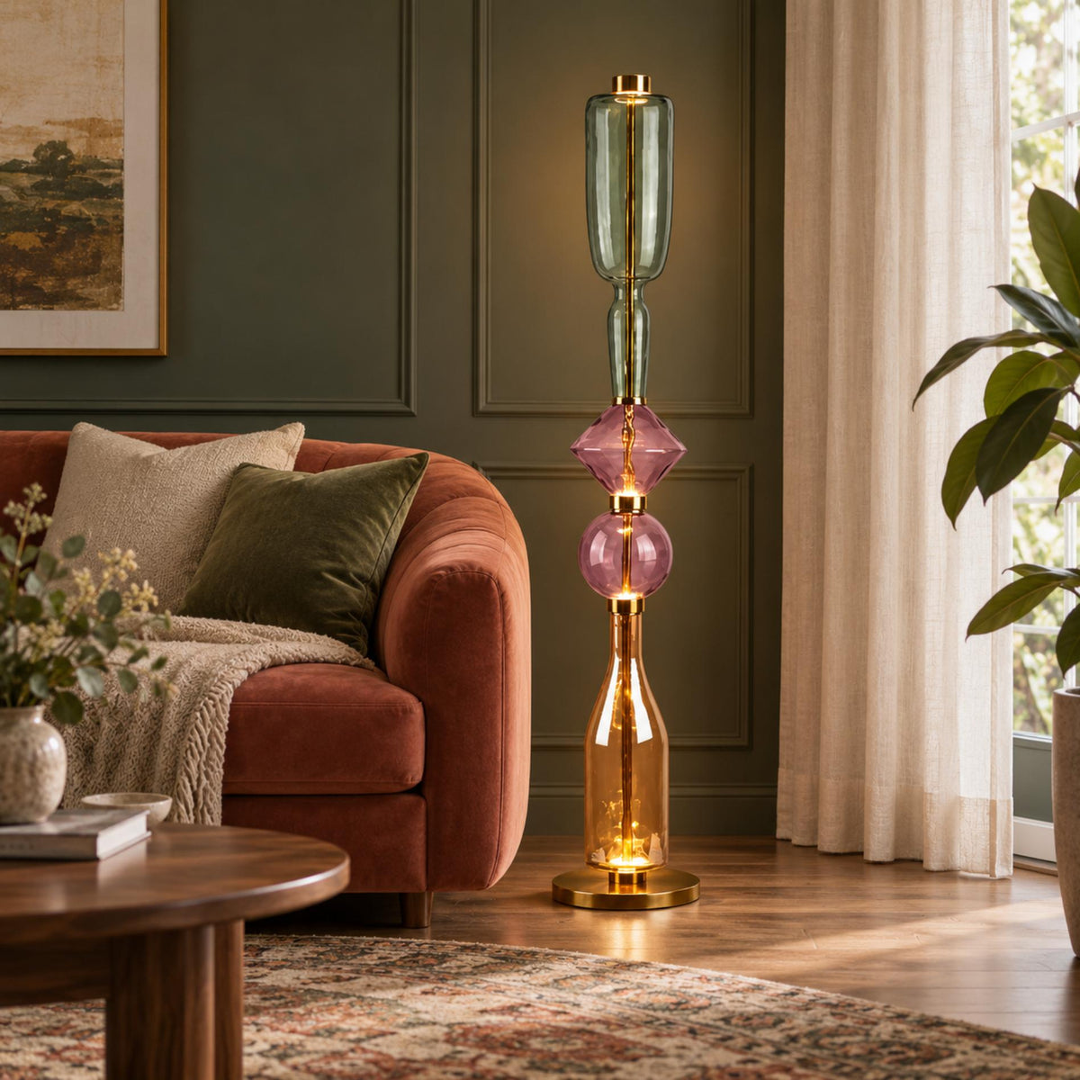 Modern Floor Lamp Adjustable Height Metal Base LED Lighting for Living Room