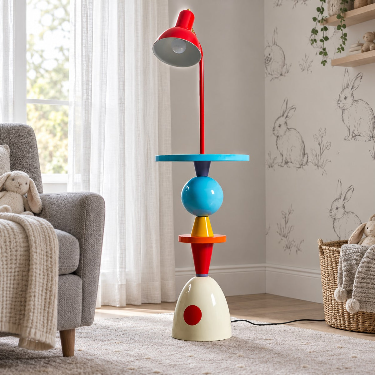 Modern Floor Lamp Adjustable Height LED Acrylic Shade Multi-Color Indoor Lighting