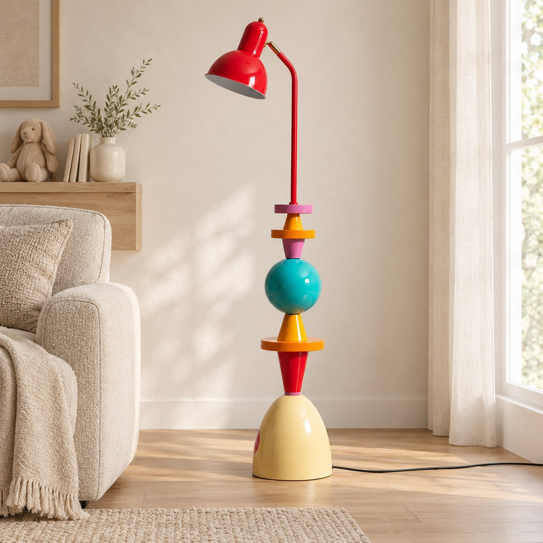Modern Floor Lamp Adjustable Height LED Acrylic Shade Multi-Color Indoor Lighting