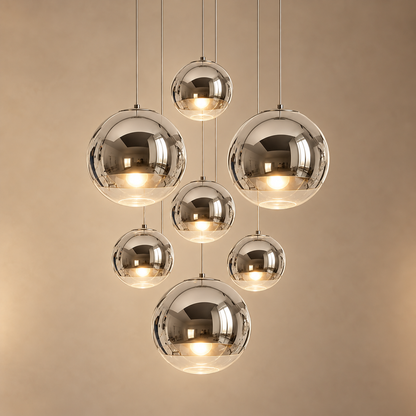 Modern Glass Pendant Light Adjustable Hanging Fixture LED Compatible for Kitchen Lighting