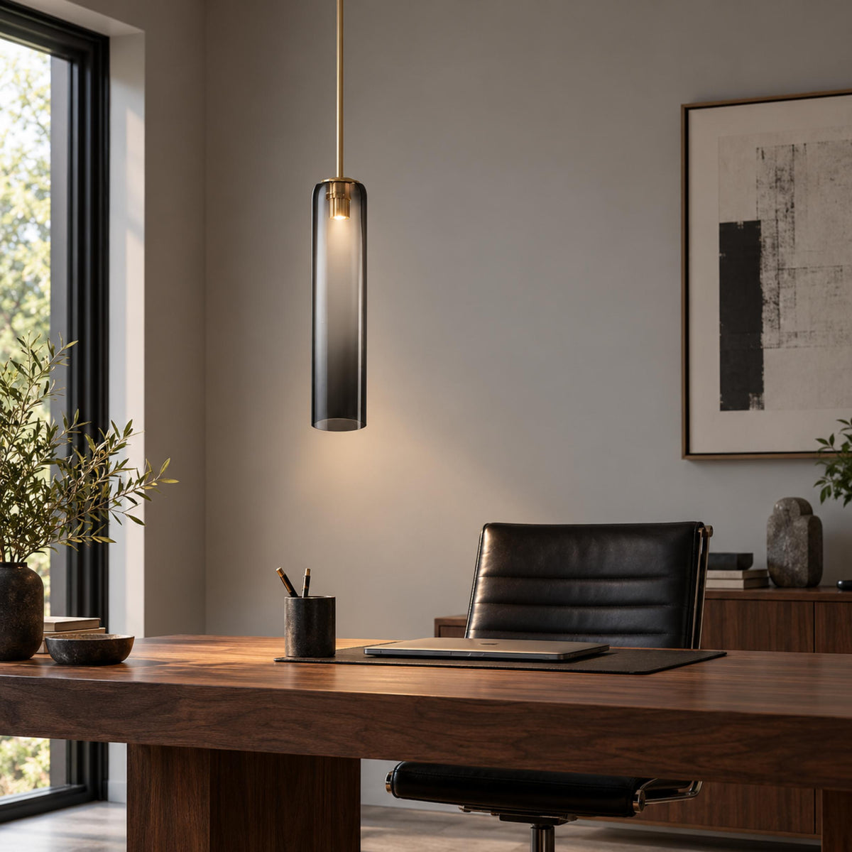 Modern Glass Pendant Lamp Adjustable Height LED Hanging Light for Kitchen Lighting