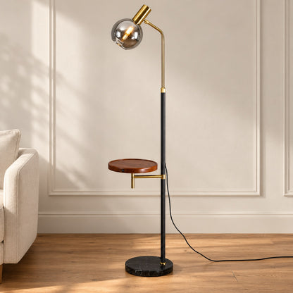 Modern Gold Floor Lamp with Adjustable Height Marble Base USB Powered for Living Room