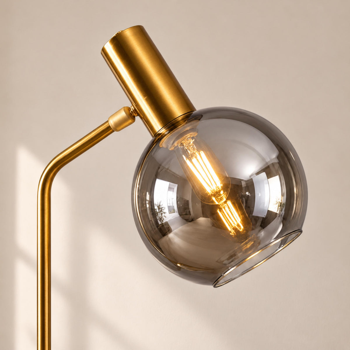 Modern Gold Floor Lamp with Adjustable Height Marble Base USB Powered for Living Room
