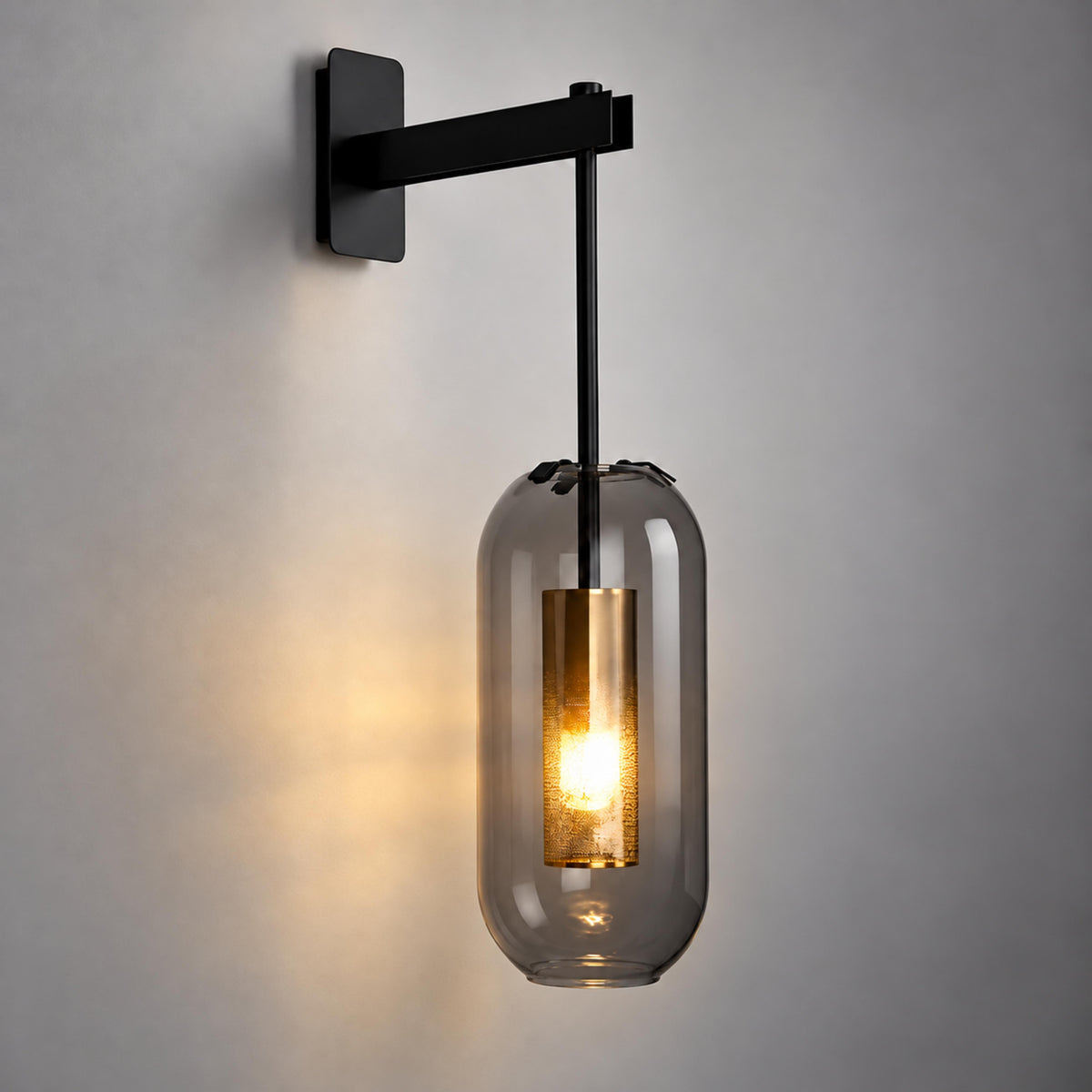 Modern Wall Light Wall Mounted Metal Frame Glass Shade LED Fixture for Ambiance