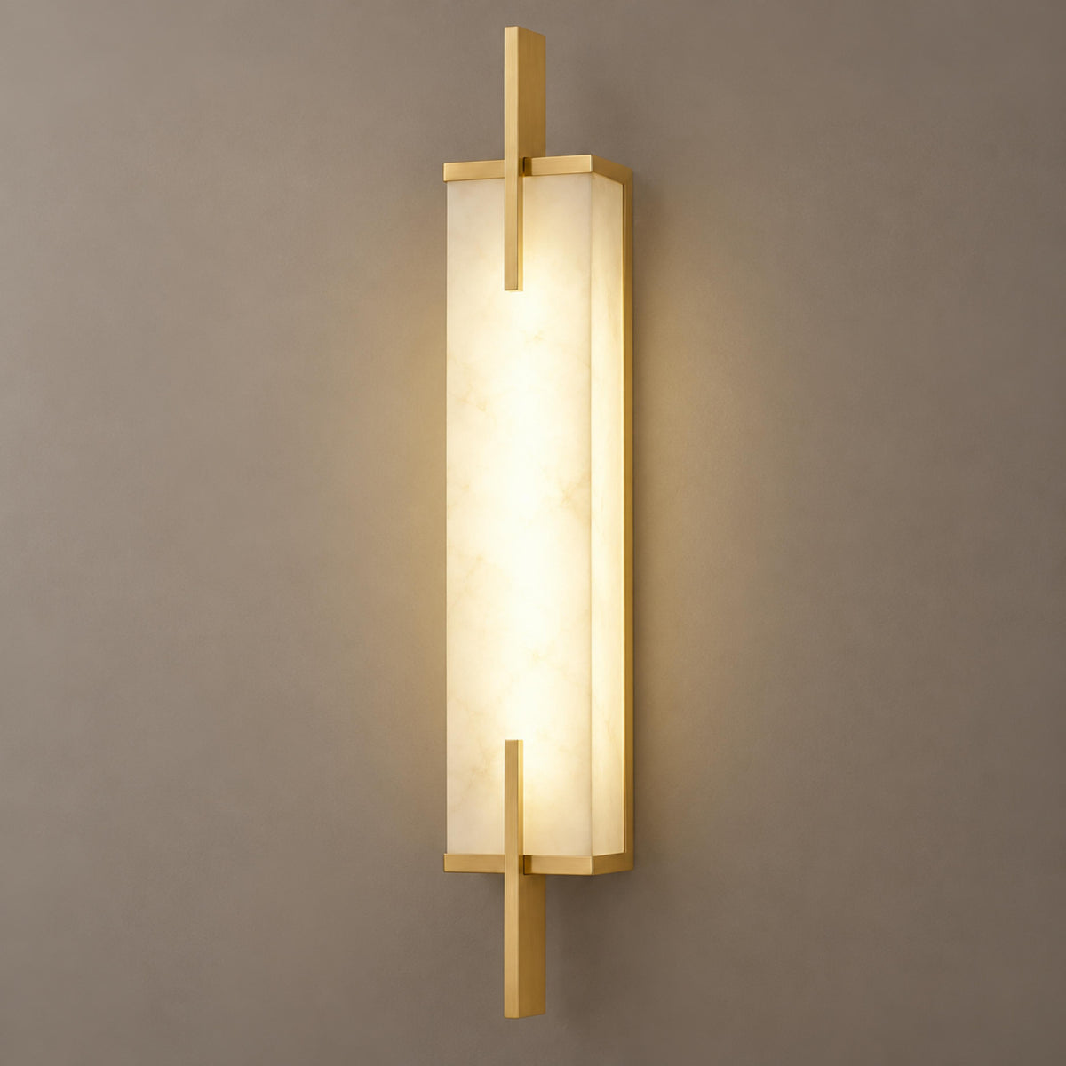 Modern Wall Sconce Wall Mounted Brass and Spanish Alabaster LED Lighting Adjustable Color Temperature