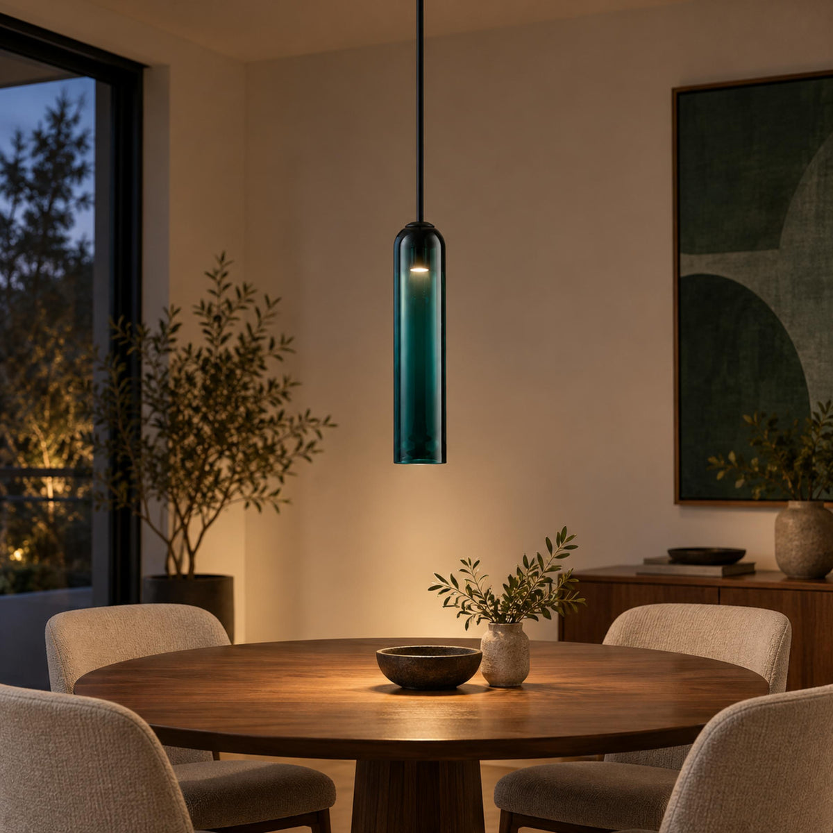 Modern Glass Pendant Lamp Adjustable Height LED Hanging Light for Kitchen Lighting