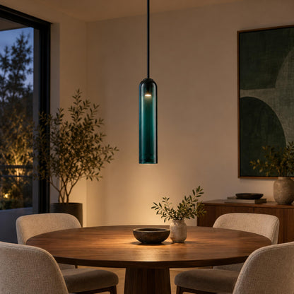 Modern Glass Pendant Lamp Adjustable Height LED Hanging Light for Kitchen Lighting